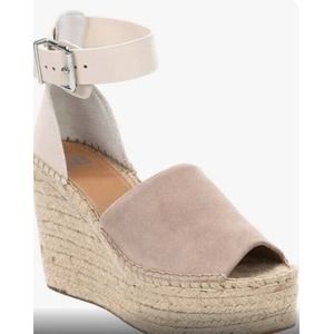 Gianni‎ Bini Women's Tan Suede Leather Espadrille Platform Wedge Sandals Size 9